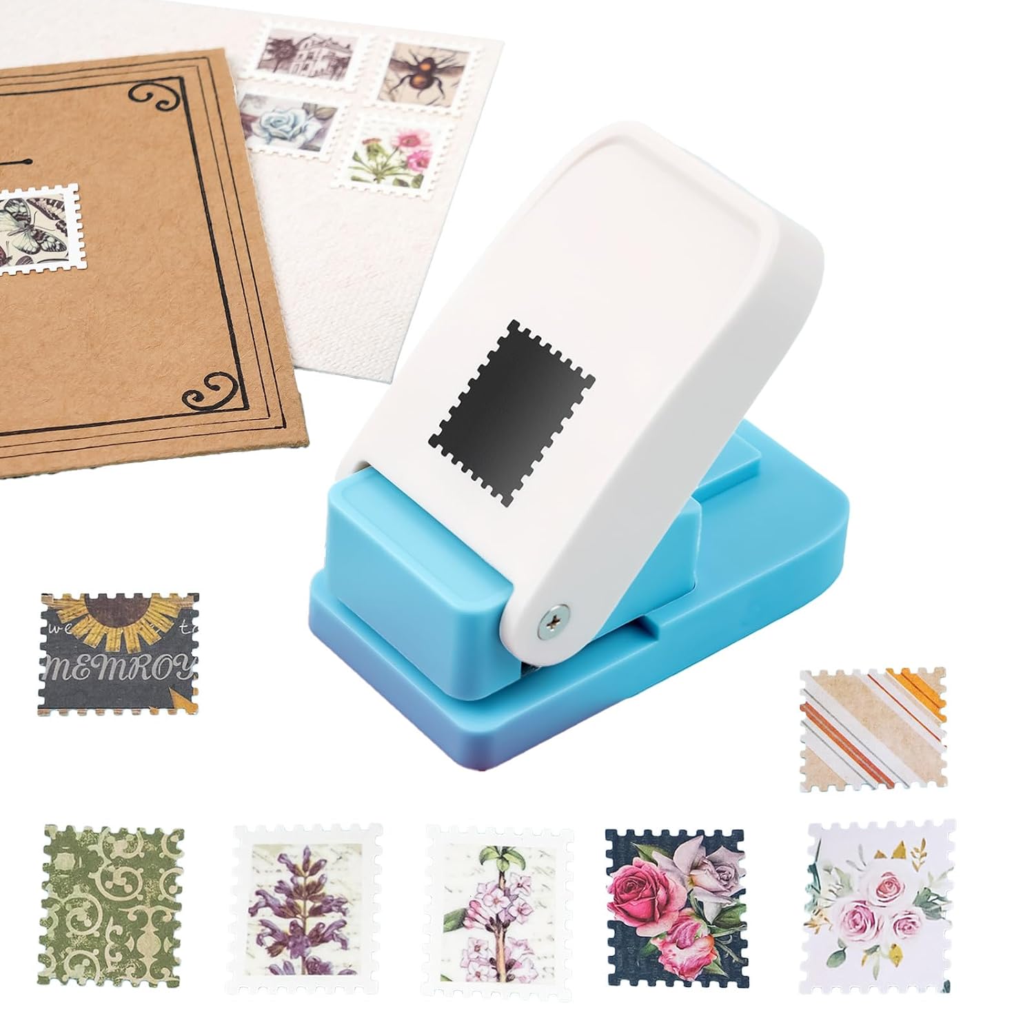 BAOFALI Stamp Punch. Stamp Puncher. 1X0.8inch Rectangular Postage Stamps Punches. Lever Paper Punches for Crafting.Craft Cutter Hole Puncher for Scrapbooking Journaling Card Making