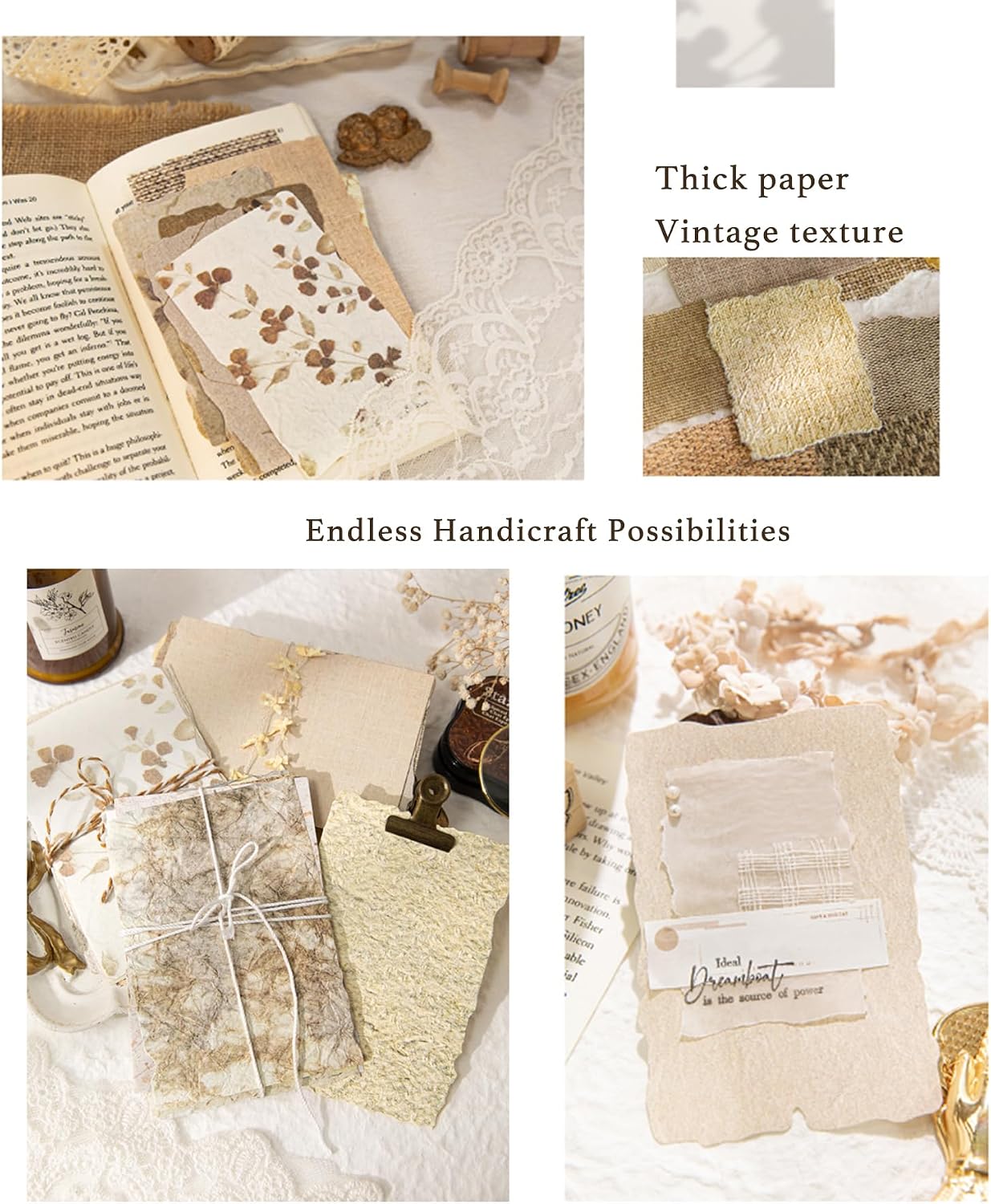 168Pcs Textured Scrapbook Paper Kit - Embossed Rice Decoupage Paper Mixed Media for Scrapbooking Supplies Junk Journaling Cards Making Collage. Vintage 6 Pack DIY Decorative Materials Craft Gifts - Image 9