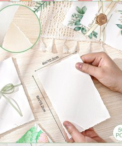 Alternative view of 50 Sheets Deckled Edge Paper 4 x 6inch. 160 GSM Handmade Paper Rough/Textured Watercolor Paper for Wedding Invitations. Cards. Crafts
